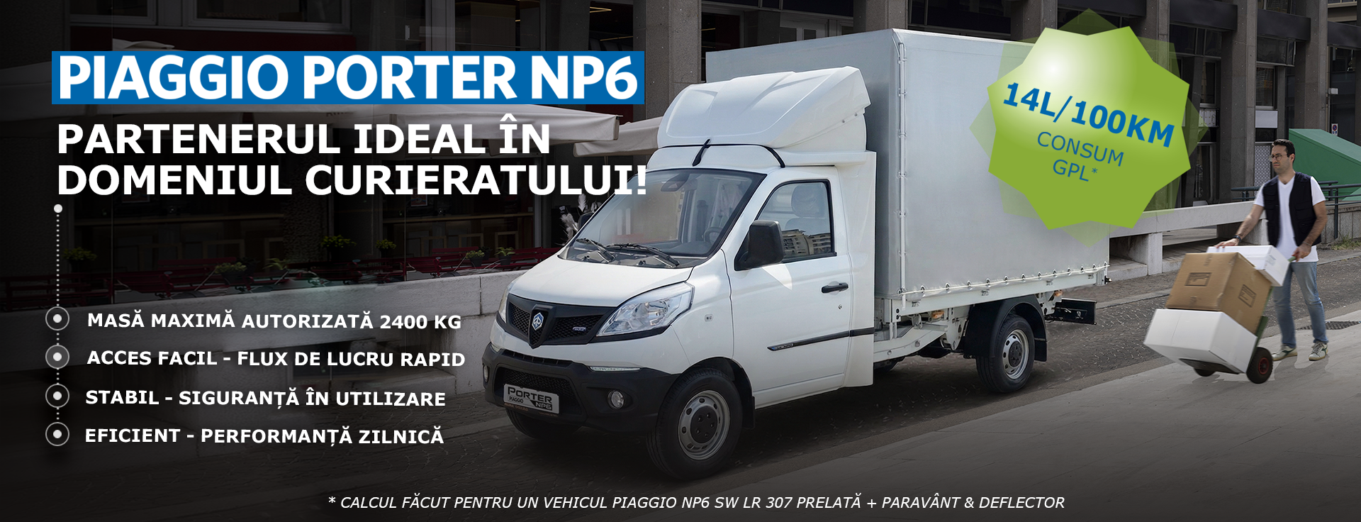 Autoutilitară carosată cu prelată pentru curierat și transport