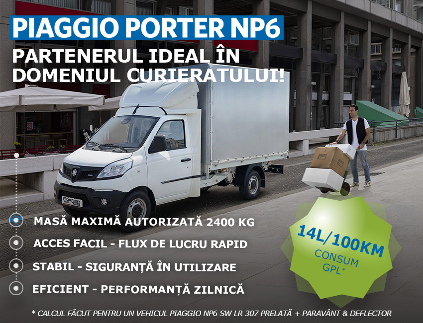 Autoutilitară carosată cu prelată pentru curierat și transport